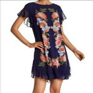 Sophie Max Floral Printed Short Sleeve Mini Dress